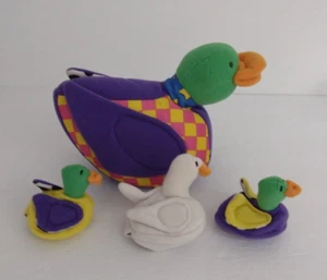 1999 LAMAZE Baby Plush Family of Ducks Mom 3 Babies Duck infant development Vtg - Picture 1 of 9