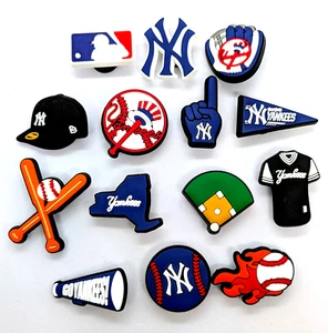 NEW YORK YANKEES SHOE CHARMS (14pcs) Baseball Cool Gift Accessories Set Lot - Picture 1 of 5