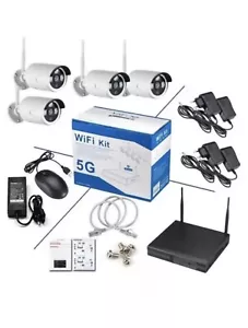 KIT VIDEOSORVEGLIANZA WIRELESS FULL HD 4 TELECAMERE WIFI REMOTO IP 5G DVR NVR - Foto 1 di 2