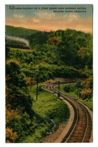 CARTOLINA vintage anni '30 FERROVIA DEL SUD ANDREWS GEYSER North CAROLINA lino! - Foto 1 di 2