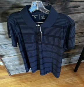 Nuevo con etiquetas Polo de golf Antigua Desert Dry para mujer AZUL MARINO a rayas negras MEDIANO - Imagen 1 de 9