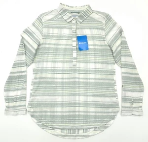Camisa Columbia para mujer manga enrollable S bolsillos ligera verde blanca nueva con etiquetas - Imagen 1 de 11