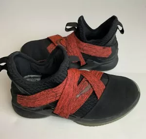 Nike Lebron Soldier XII Boys Youth Shoe AA1352-003 Athletic Sports Black/Red 6Y - Picture 1 of 11