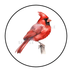 Cardinal Red Bird stickers labels tags envelope seals party favors - Picture 1 of 2