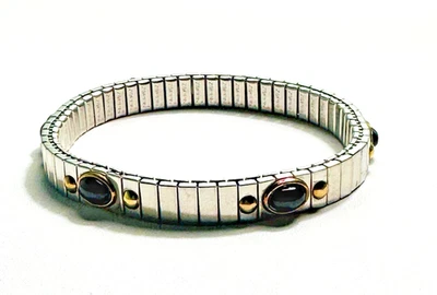 Pulsera Zoppini Italia Acero Inoxidable Acentos Oro 18k Piedra Preciosa Ónix Foto 1 de 3