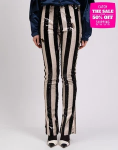 RRP€662 MARQUES' ALMEIDA Trousers UK8 US4 IT40 S Sequins Striped - Picture 1 of 9