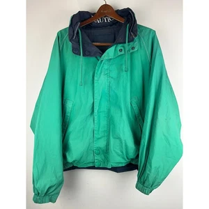 Vintage Nautica Jacket Mens Large Green Sailing Spell Out Hip Hop - Picture 1 of 8