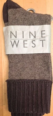 1 par de calcetines de vestir vintage Nine West para mujer marrón puño medio redondo talla 6-101/2 Foto 1 de 2