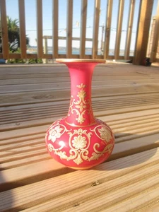 Stunning Antique 19thC Bohemia Moser Pink Layered Opaline enamelled Glass vase - Picture 1 of 15