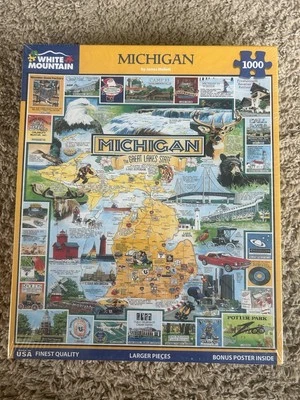 White Mountain Michigan the Great Lakes State 1000 Piece Jigsaw Puzzle Sealed - Image 1 of 2