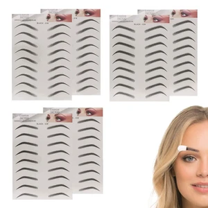 6 Sheets Eyebrow Tattoo Stickers 6D Realistic Stick-On Eyebrow Stencil Shape - Picture 1 of 6