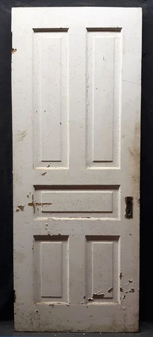 30"x78" Antique Vintage Old Victorian Interior SOLID Wood Wooden Door 5 Panels Cover