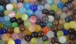 Jewellery DIY Making Crafts Beading 27pcs 8mm Mixed Colour Cats Eye Round Beads - Picture 1 of 1