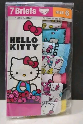 Paquete de 7 ropa interior artesanal Hello Kitty 100 % algodón para niñas - talla 6 Foto 1 de 3