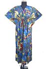 Blue Color Women Kaftan Dress Bohemian Cotton Frida Long Caftan Beach Wear Gown