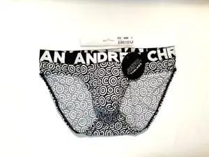 Andrew Christian Size L Nylon Circle Design Brief - Black/White - Roomy Pouch - Picture 1 of 10