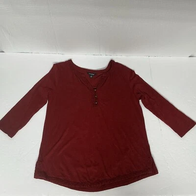 Top Campesino Boho Lucky Brand Ligero Cuello en V Steampunk Botón Granate Talla M Foto 1 de 4