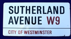SUTHERLAND AVENUE ORIGINAL CITY OF WESTMINSTER LONDON ENAMEL STREET SIGN - Picture 1 of 5