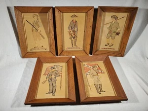 Vtg Handmade Cross Stitch Soldier Frame Portrait Civil Revolutionary War Veteran - Picture 1 of 11