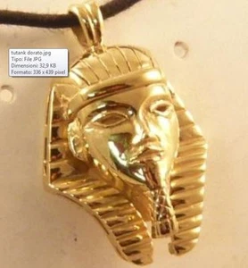 Colgante Tutankamon de Plata 925 Dorado Gold Plated Plata de Ley Colgante - Picture 1 of 1