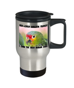 Red-Lored Amazon Parrot Travel Mug, I Own The Best Human Ever To Go Cup, Gift