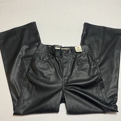 Levis Faux Leather Pants Womens 30x30 Black Slim 70s High Flare Ultra High Rise - Image 1 of 4