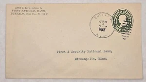 BUFFALO NORTH DAKOTA 1917 Cover Printed Entire Return to MINNEAPOLIS MN - Picture 1 of 2