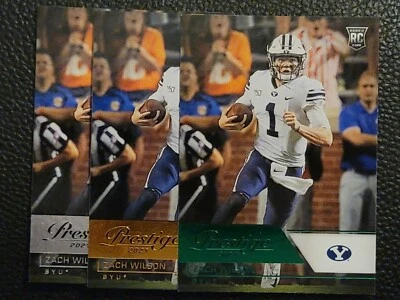 2021 Chronicles Prestige Zach Wilson Green, Bronze Foil & Base Lot Rookie #82 - Image 1 of 4