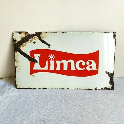 1940s Vintage Limca Soft Drink Enamel Sign Board Old Decorative Collectible EB49 - Image 1 of 4