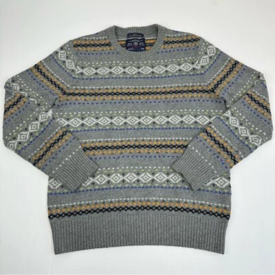 Suéter de malha American Eagle masculino cinza ilha justa gola redonda vovô costeiro M/C40 - Imagem 1 de 4