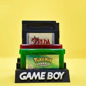 Gameboy Classic/GBA 3 Game Cartridge  Holder Organiser Black Display Stand - Picture 1 of 9