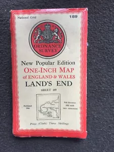 Ordnance Survey Map Land's End Isle's Of Scilly Dated C1946 Map 189 On Cloth - Picture 1 of 9