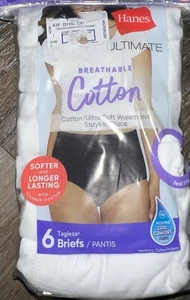 Hanes Ultimate ~ 6-Pair Women's Brief Underwear Panties Cotton White ~ XL/8 - Picture 1 of 3