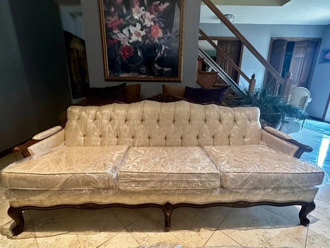 1970s vintage french-style provincial sofa beige slightly used Cover