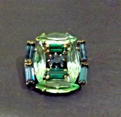 Vintage Czech Green Rhinestone Button - Assorted Shapes (4905) - Image 1 of 4