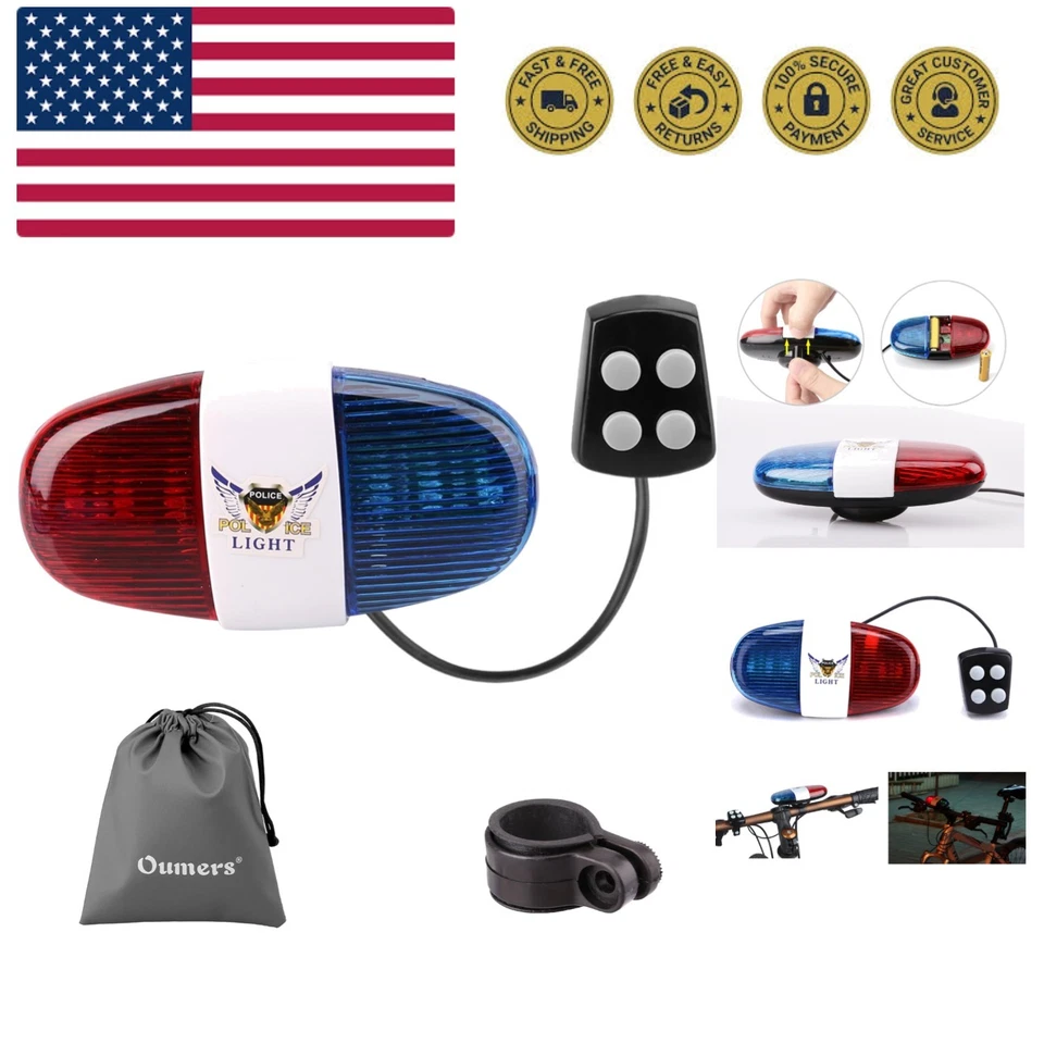 Police Siren Bike LED Light Electronic Bicycle Loud Sound Handlebar for Kid 2019