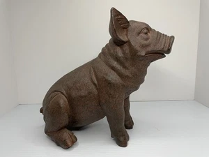 Estatua de cerdo simulada de hierro fundido liviana de plástico de 10 pulgadas - Imagen 1 de 10