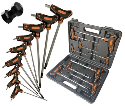 9-Piece T-Handle SAE Allen Wrench Set, S2 Steel Long Arm Ball End Hex Keys, S... - Image 1 of 4
