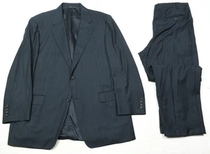 Traje Canali EXCLUSIVO Para Hombre 46R Azul Rayas Lana Super 150s Dos Botones Clásico - Imagen 1 de 22