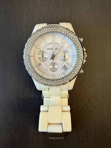 Orologio Cronografo Donna Michael Kors MK 5300 Bianco Lunetta Cristallo Bracciale