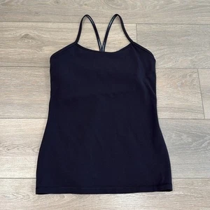 LULULEMON Black Power Y Tank Luon Active Shelf Bra Racerback Active Tank Top 8 - Picture 1 of 11