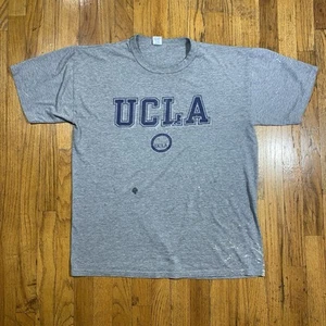 Vintage UCLA Grey Tee Shirt Russell Large Distressed Paint Splattered - Imagen 1 de 11
