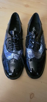 Zapatos Oxford Wanted Silver Glitter Aprox para mujer 8 negro charol fiesta disfraz Foto 1 de 4
