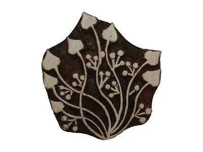 Seedhead Seedpod Wooden Stamp 4.8 x 5.4cm Indian Hand Carved Printing Block - Image 1 of 3