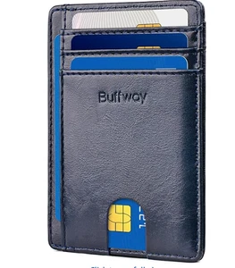 Buffway Slim Minimalist Front Pocket RFID Blocking Leather Wallets for Men and W - Picture 1 of 19