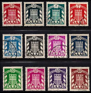 OPC 1949 Saar French Protectorate Officials Set Sc#27-38 used vf - Bild 1 von 3