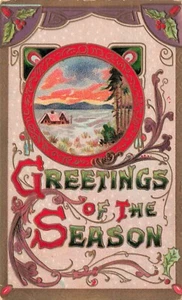 "Greetings of the Season" Vintage Christmas PC Posted 1910 - Picture 1 of 2