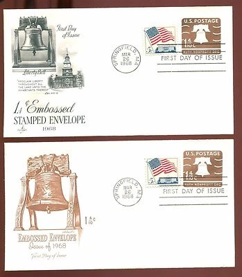 #U548 1 4/10c Liberty Bell Envelope FDC Lot of 4 Cachets UA FD4397 - Image 1 of 4