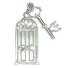 Door and Key sterling silver charm .925 Keys Doors Charms