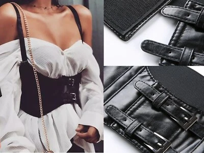 Women Wide Faux Leather Vest Under Bust Waist Belt Vintage Corset Harness - image 1 of 4